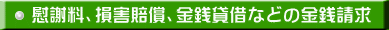 慰謝料、損害賠償、金銭貸借などの金銭請求